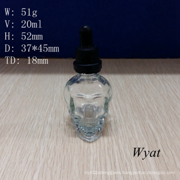 20ml Skull Head Glass Essential Oil Bottle Glass Dropper Bottle Wholesale